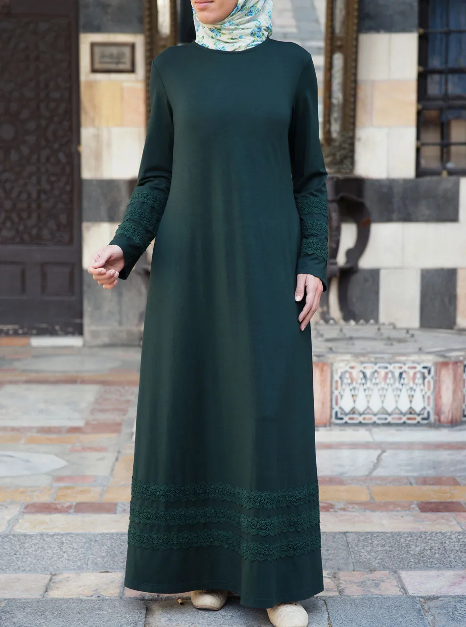 Lace Trim Jersey Maxi Dress