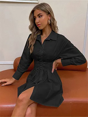 Lace-Up Shirt Homecoming Dress