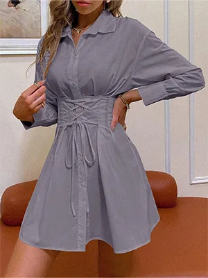 Lace-Up Shirt Homecoming Dress