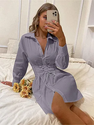 Lace-Up Shirt Homecoming Dress