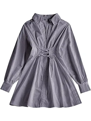 Lace-Up Shirt Homecoming Dress