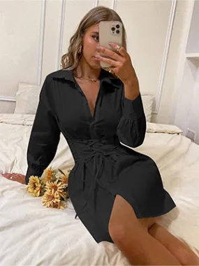 Lace-Up Shirt Homecoming Dress
