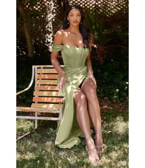 Ladivine by Cinderella Divine Sage Corset Satin Prom Dress