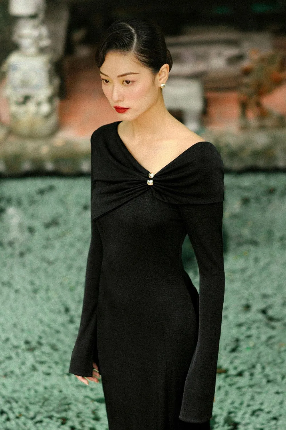 Laly Sheath Side Slit Spandex Ankle Length Dress