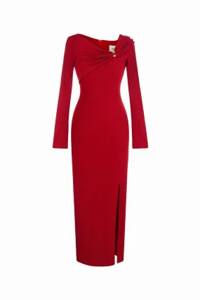 Laly Sheath Side Slit Spandex Ankle Length Dress