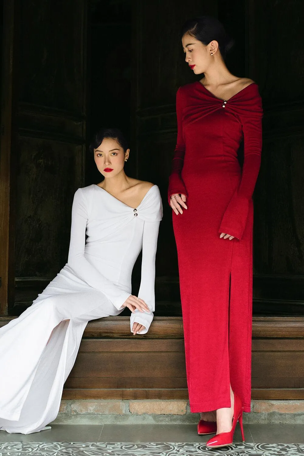 Laly Sheath Side Slit Spandex Ankle Length Dress