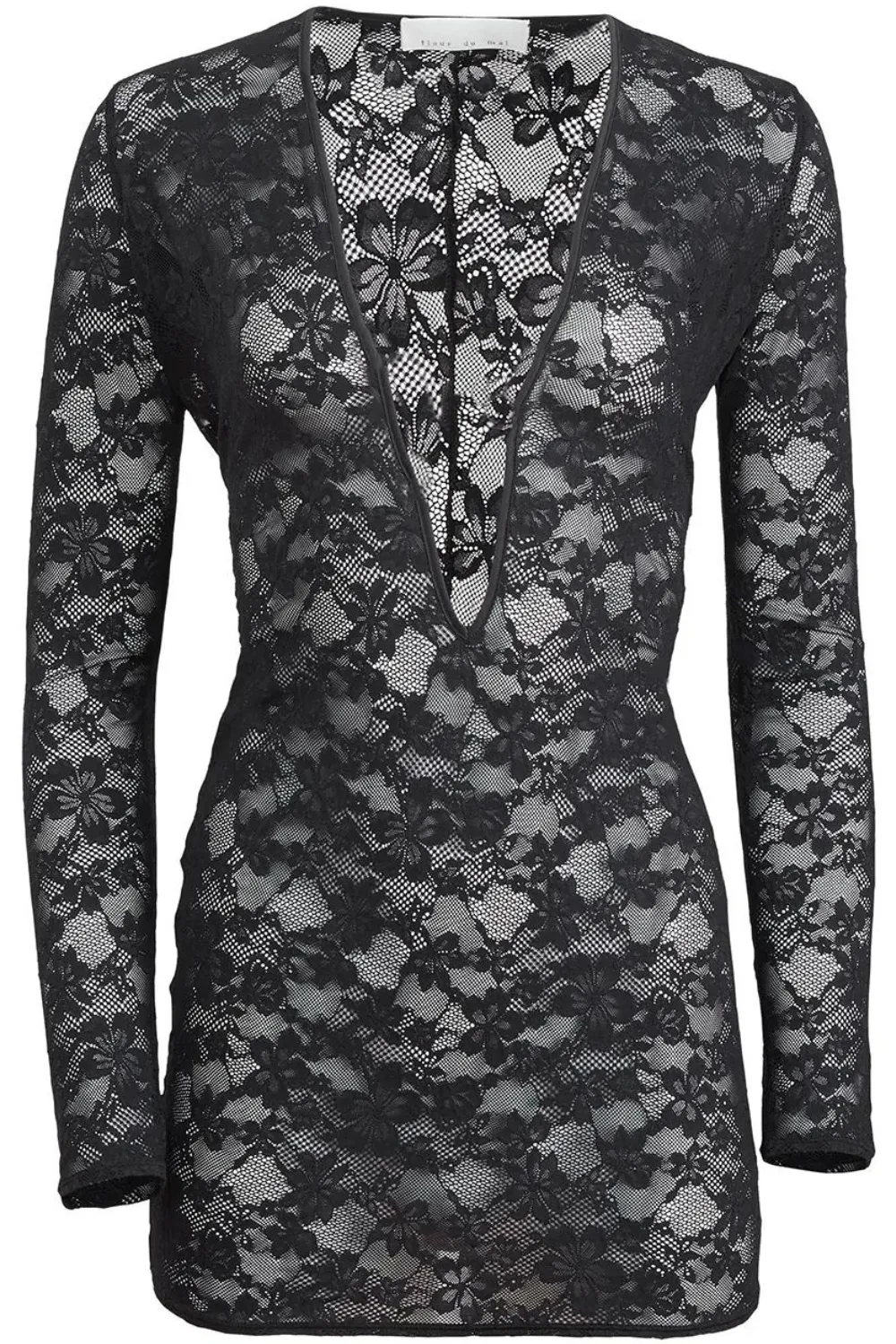 Le Stretch Lace Deep Plunge Mini Dress