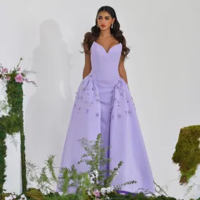 Luxury Rhinestone Lilac Strapless Evening Dress SS321