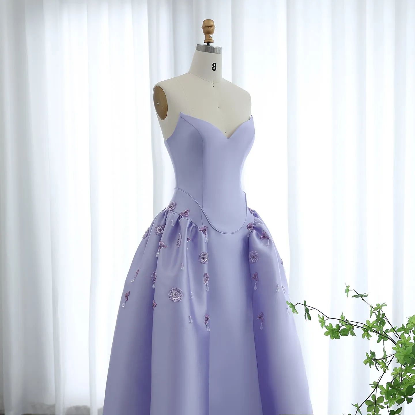 Luxury Rhinestone Lilac Strapless Evening Dress SS321