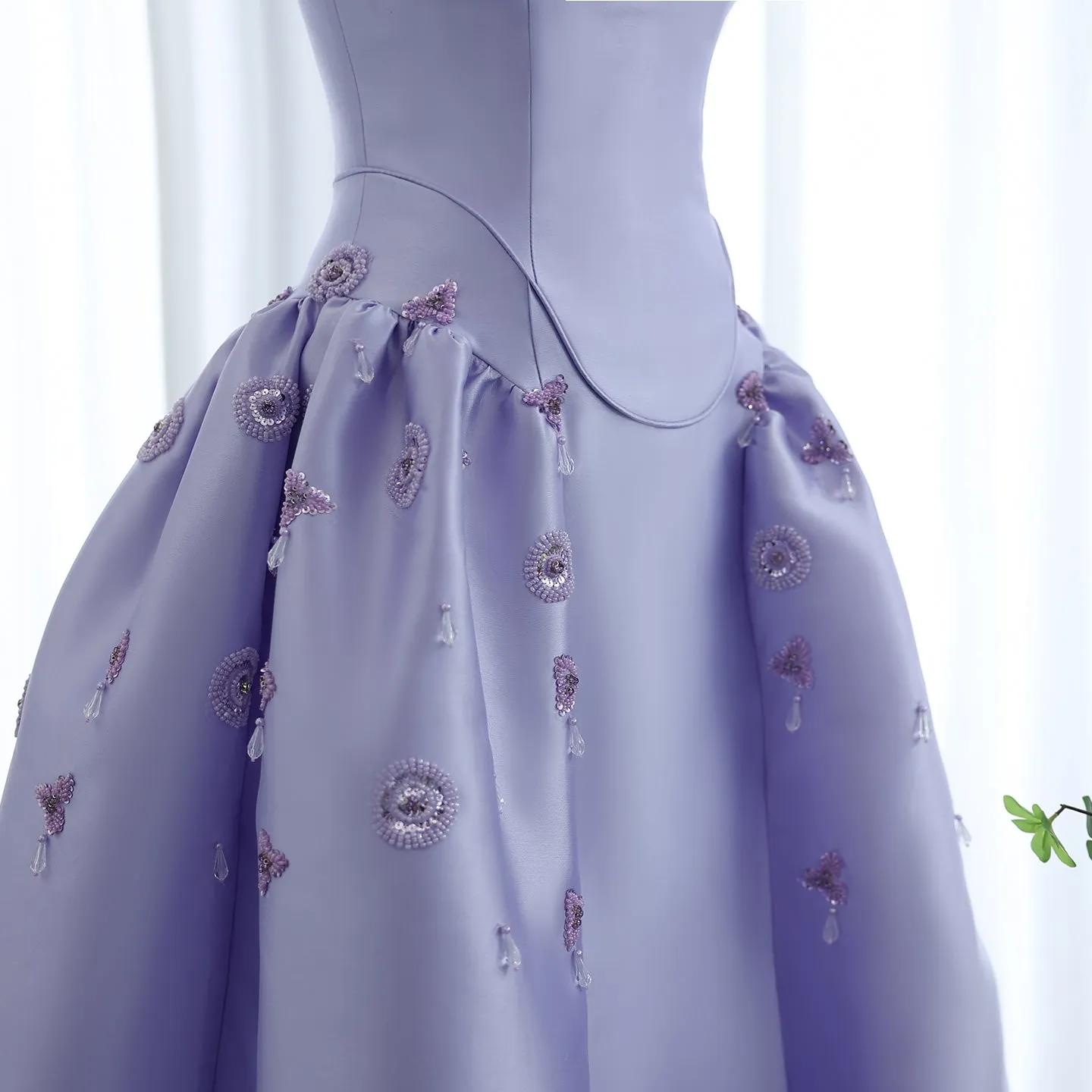 Luxury Rhinestone Lilac Strapless Evening Dress SS321