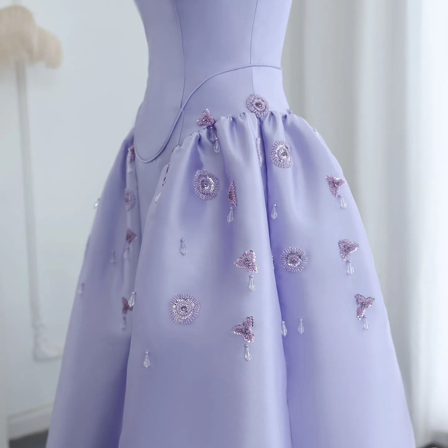 Luxury Rhinestone Lilac Strapless Evening Dress SS321