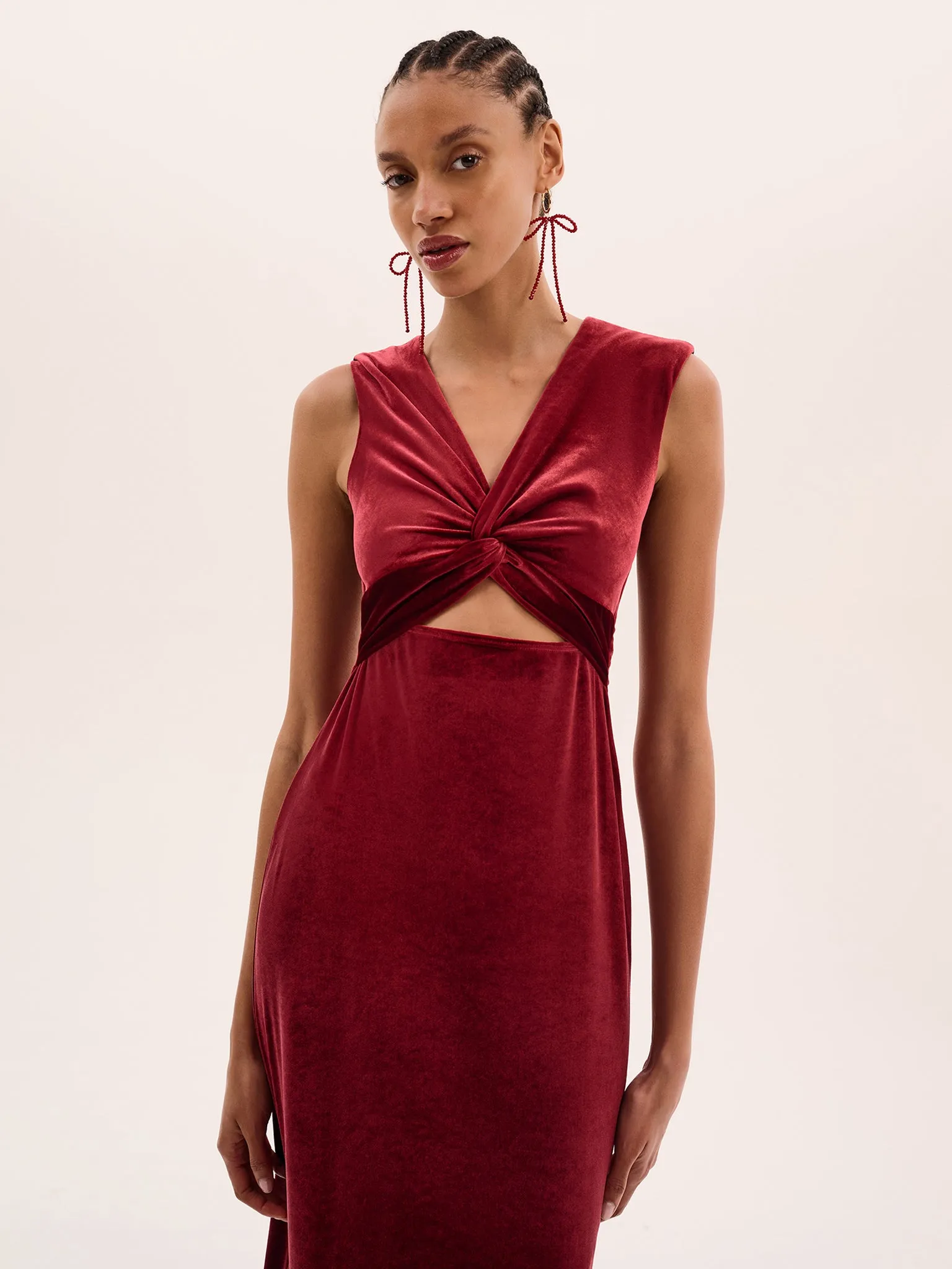 Marin Velvet Dress in Red