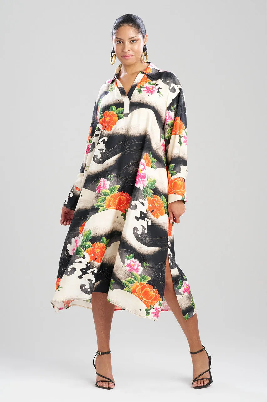 Mayumi Cotton Silk Oversized Half Placket Shirtdress
