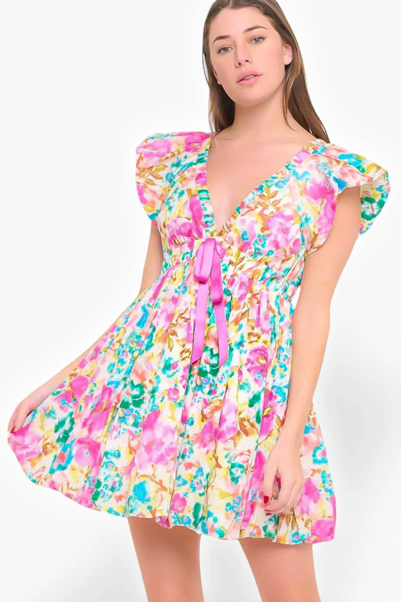 Meet Me in Santorini Aegean Garden Short Dress