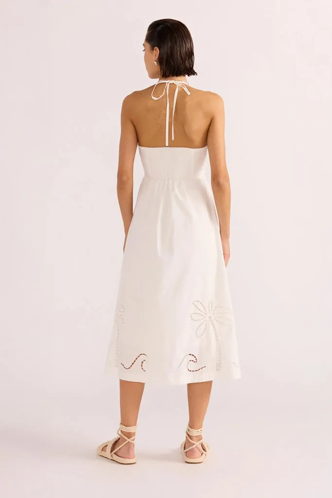 Mink Pink Romina Broderie Midi Dress White