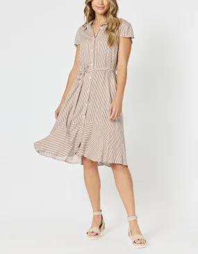 Mio Stripe Midi Dress - Natural