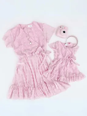 Mommy And Me Pom Pom Bubble Chiffon Dress