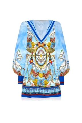 Nautical Flair Print Mini Dress