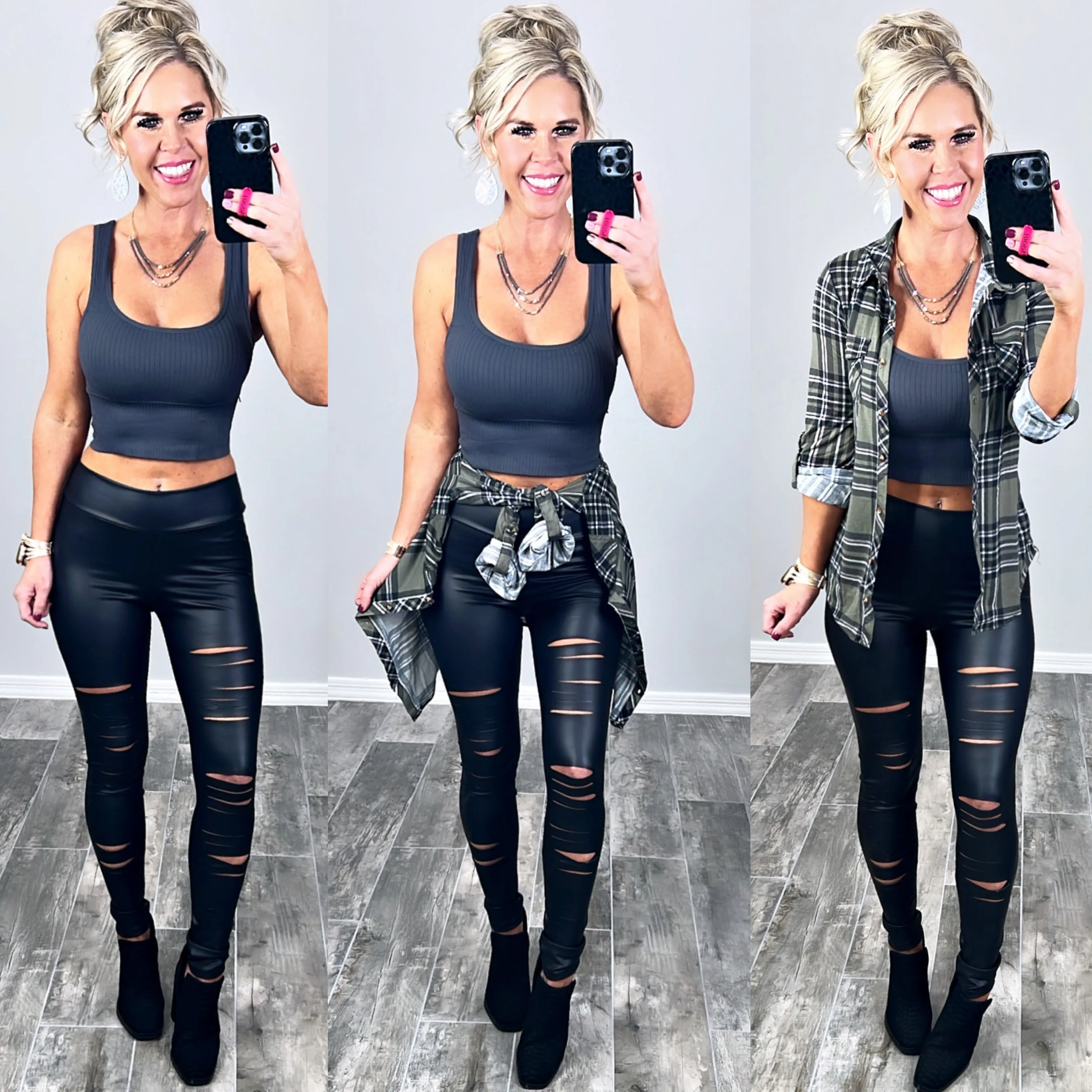 Penny Plaid Flannel Top - Olive/Black