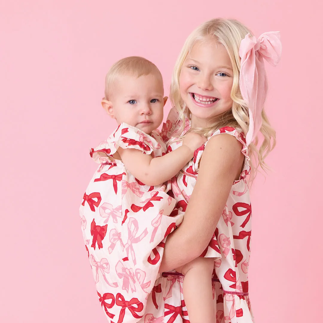 Pink Chicken - Girls Camelia Dress - Valentines Bows