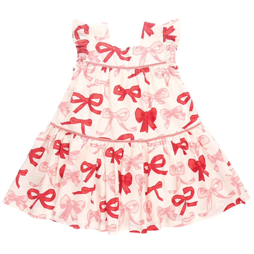 Pink Chicken - Girls Camelia Dress - Valentines Bows