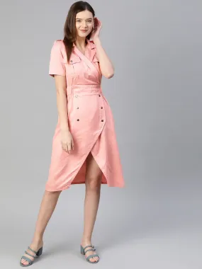 Pluss Pretty Pink Solid Ruched Dress