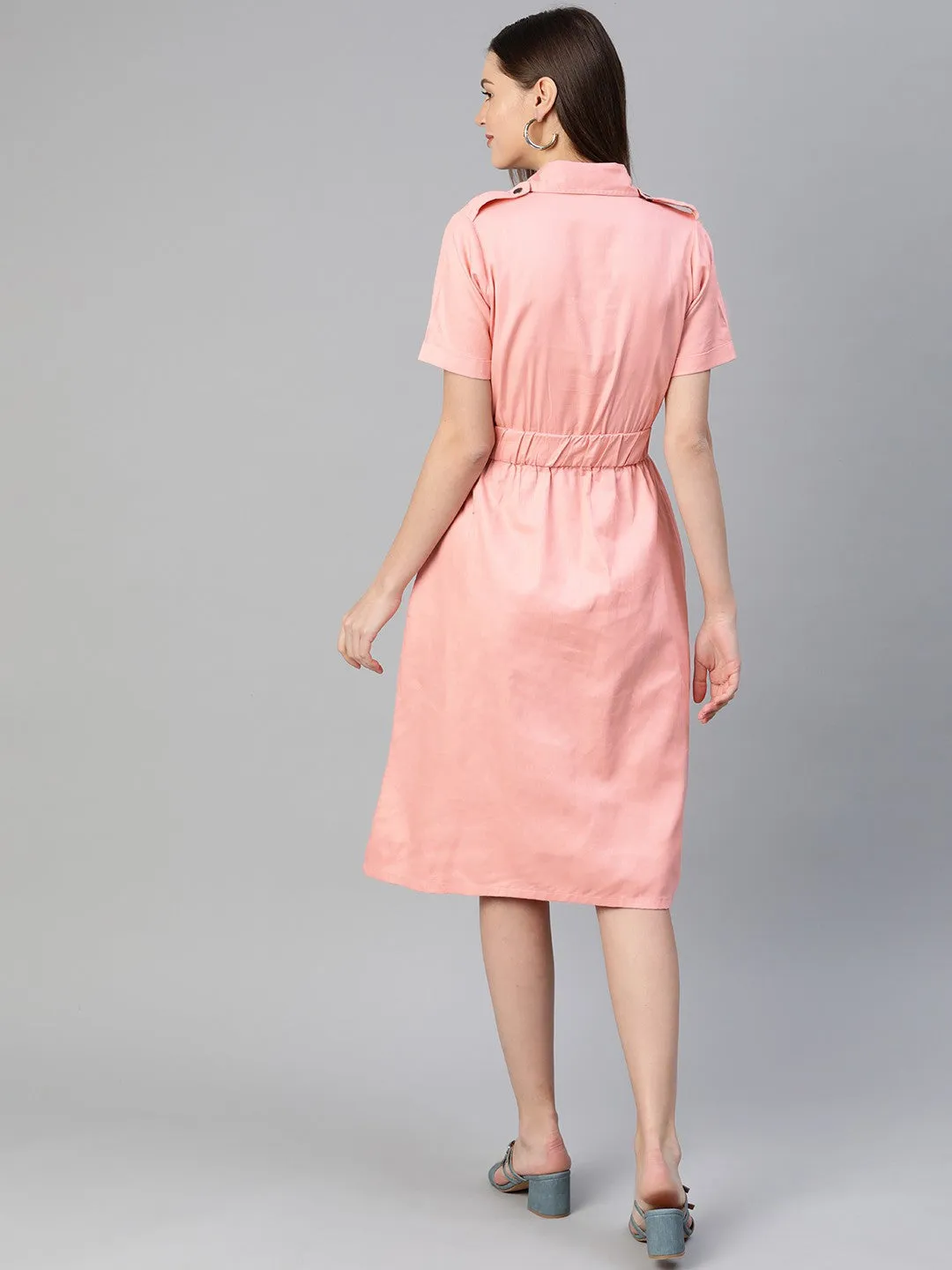 Pluss Pretty Pink Solid Ruched Dress
