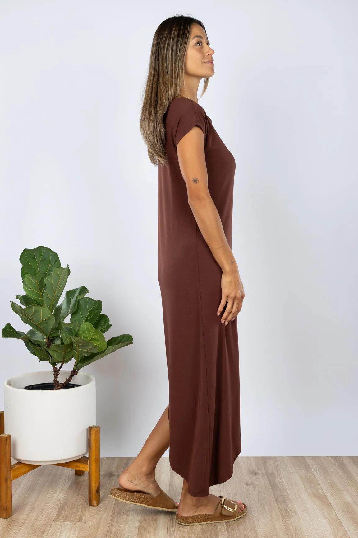 PRE-SALE Lola Asymmetrical Dress (Chocolate)