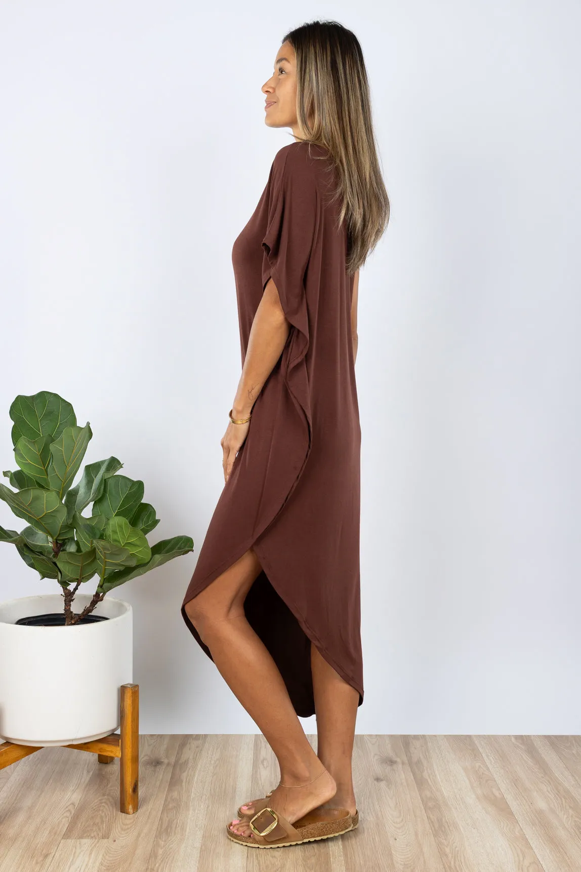 PRE-SALE Lola Asymmetrical Dress (Chocolate)