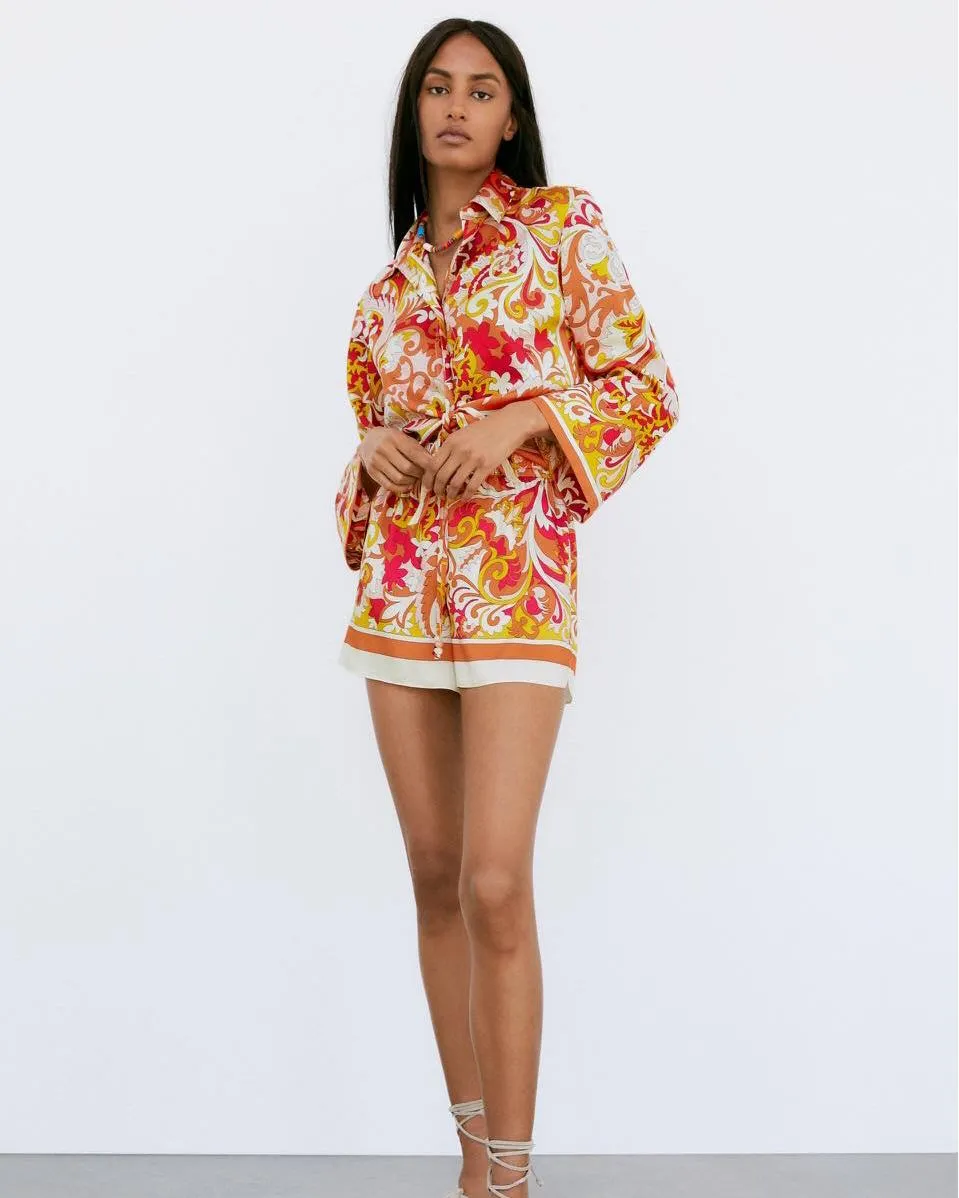 Printed Shirt & Shorts Co-ord Set
