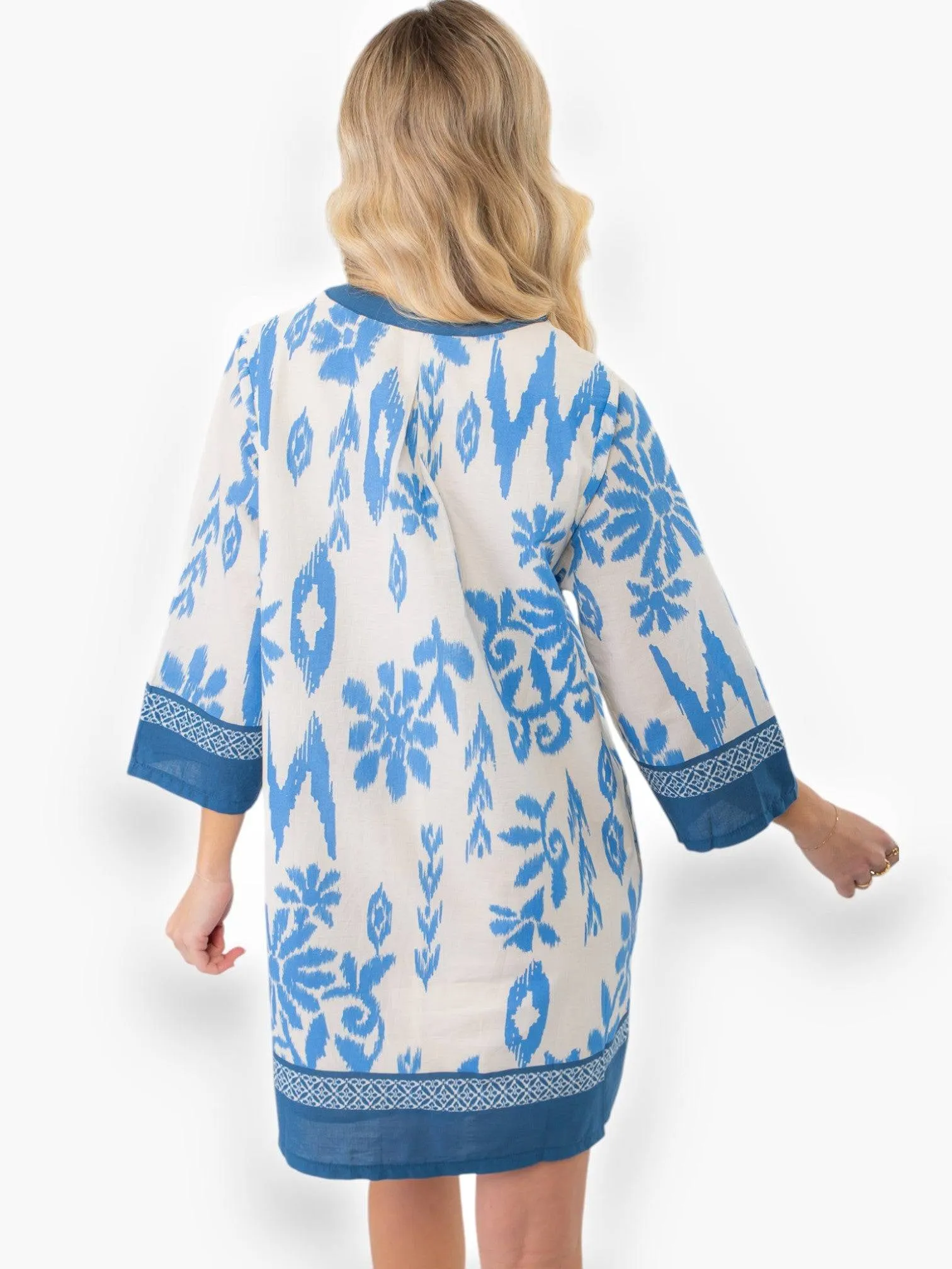 Priscilla Blue Print Kaftan Dress