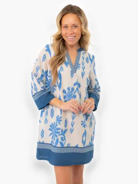 Priscilla Blue Print Kaftan Dress