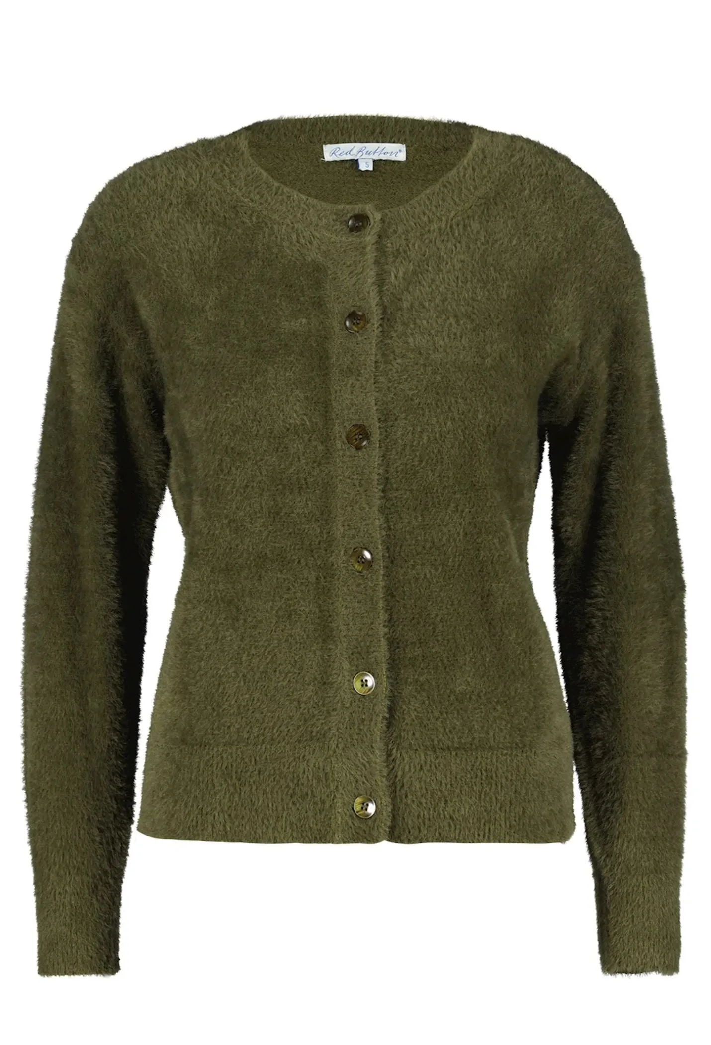 Red Button SRB4345 Fluffy Cardigan Army Green