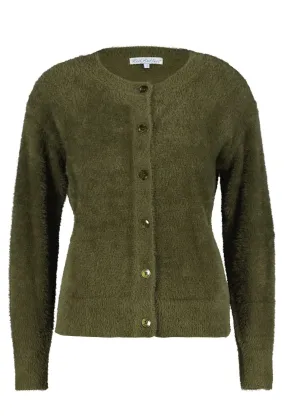 Red Button SRB4345 Fluffy Cardigan Army Green