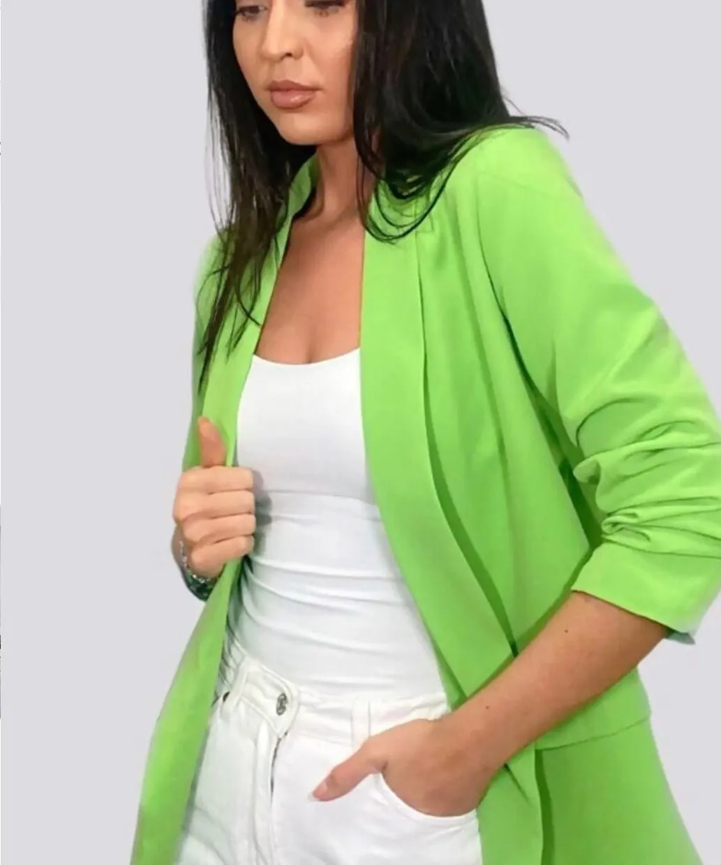 Ruched Sleeve Lined Blazer