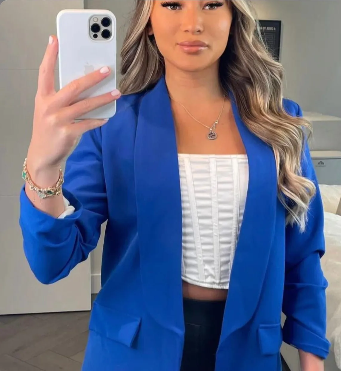Ruched Sleeve Lined Blazer