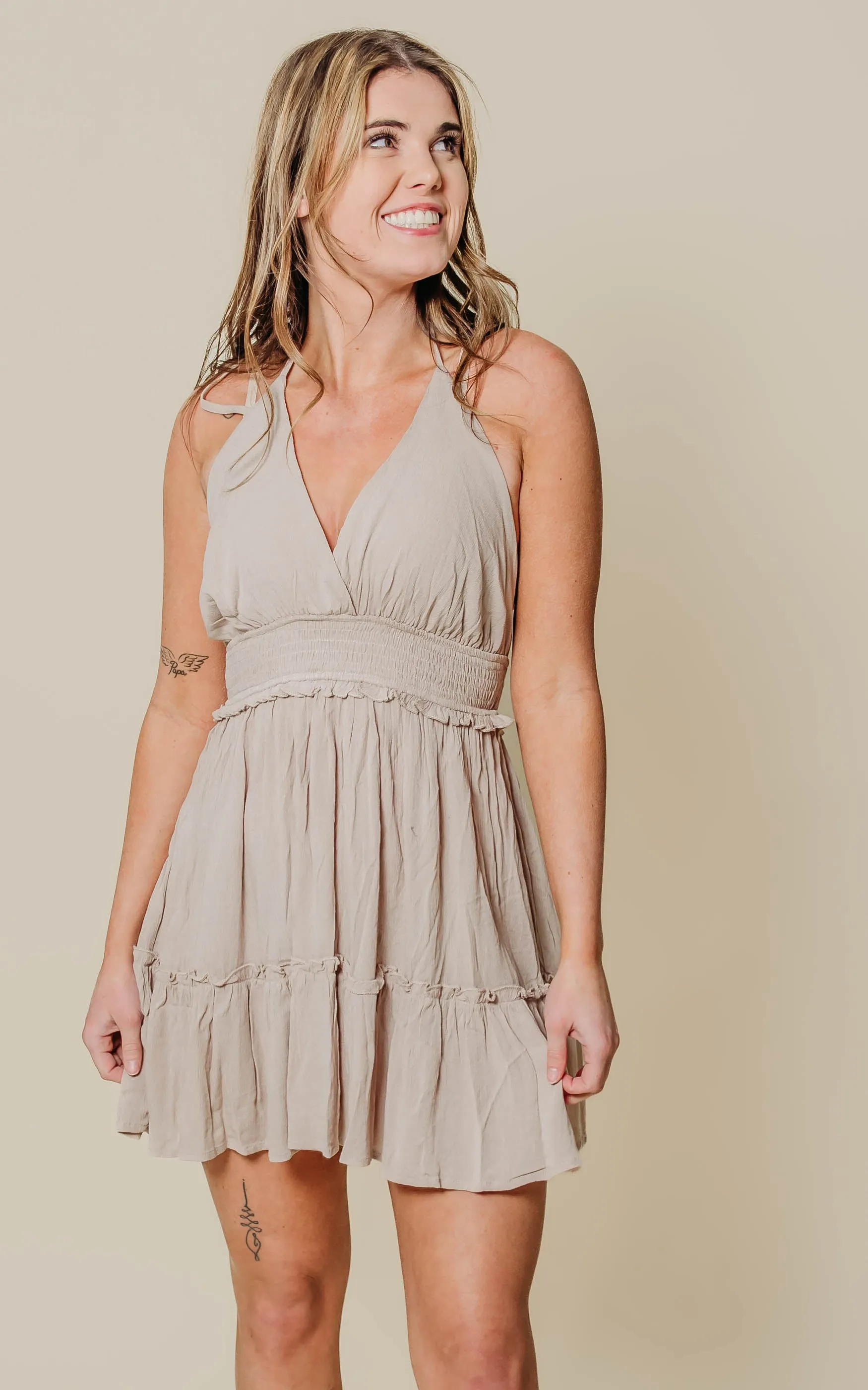 Ruffle Tier Smocked Halter Dress - Final Sale