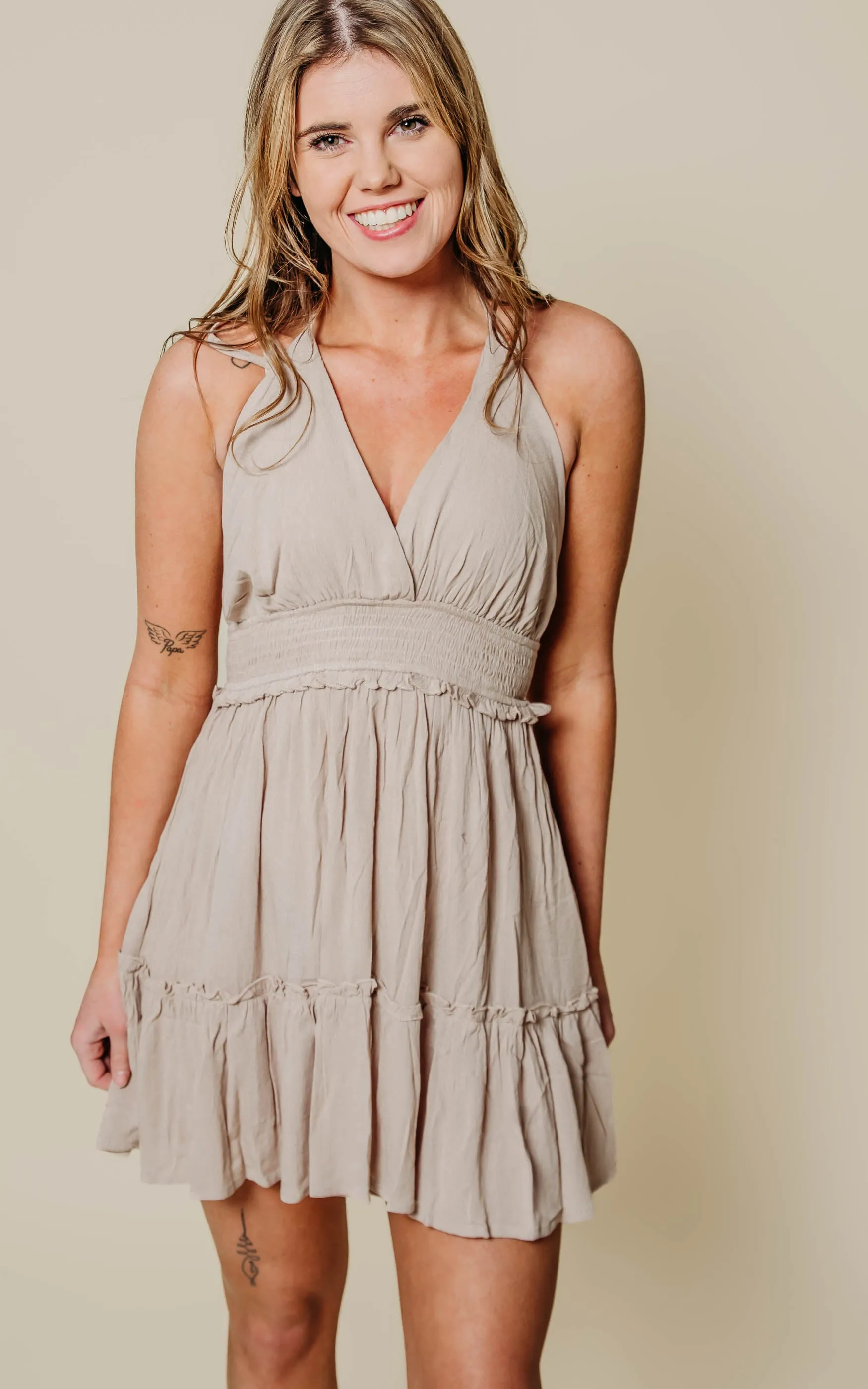 Ruffle Tier Smocked Halter Dress - Final Sale