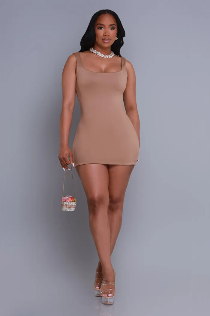 Second Skin Sculpting Open Back Mini Dress - Latte