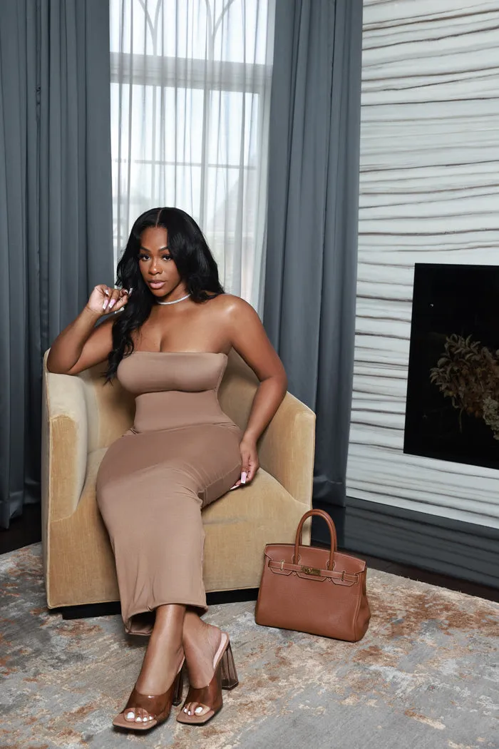 Second Skin Sculpting Strapless Maxi Dress - Latte