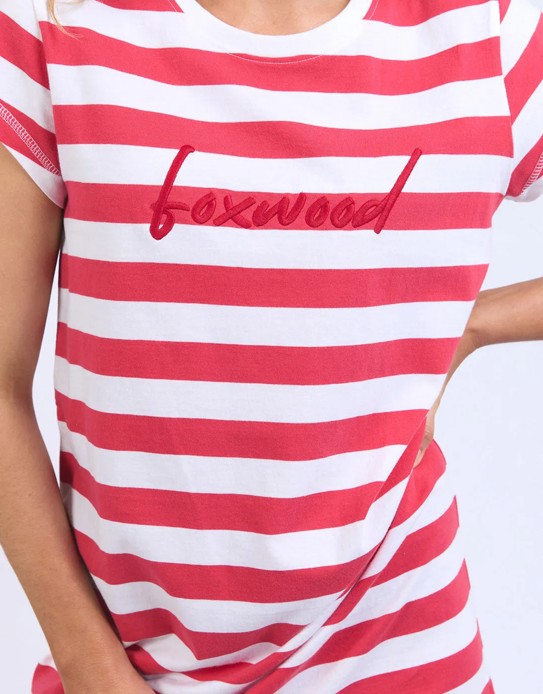 Signature Stripe Tee Dress - Crimson
