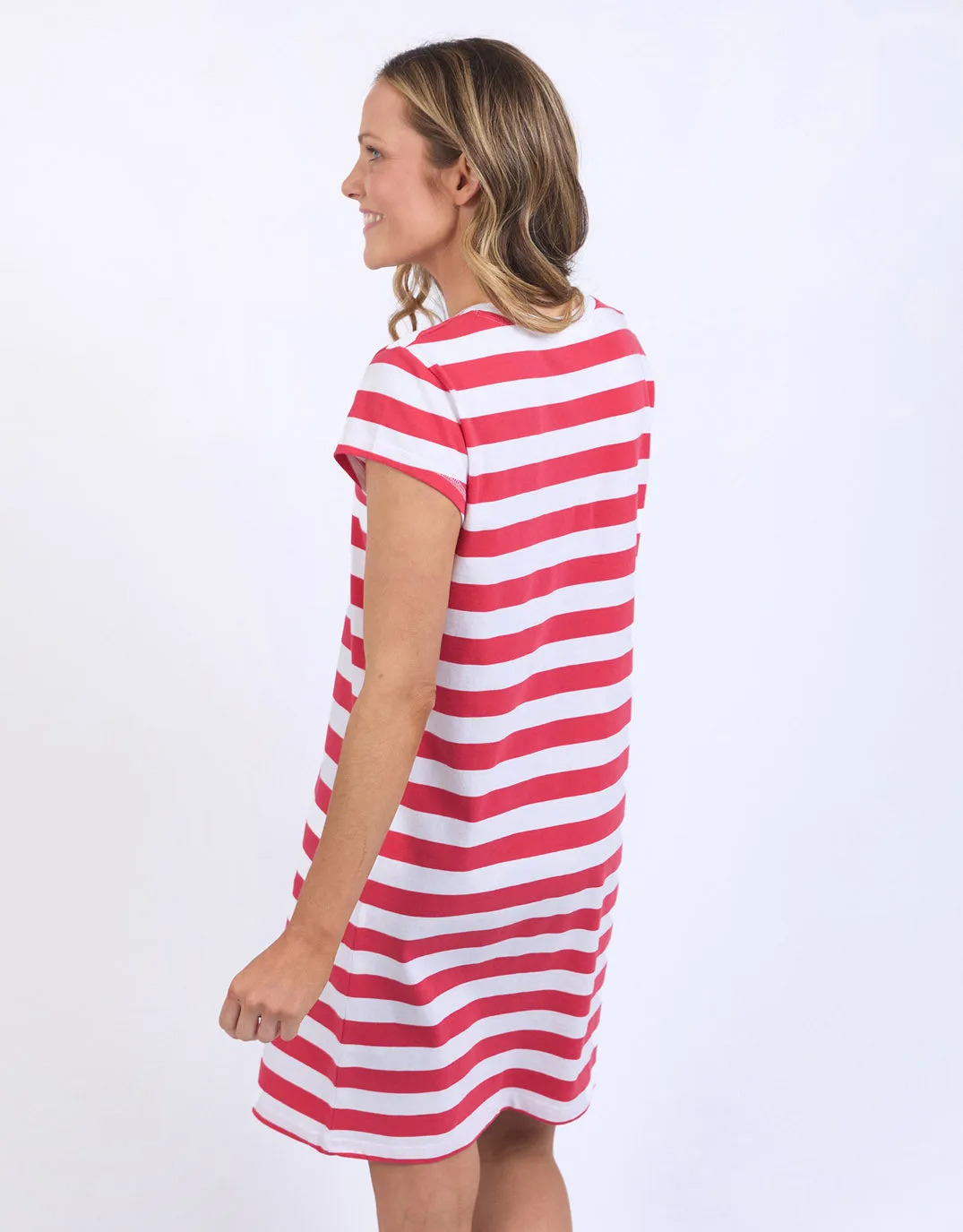 Signature Stripe Tee Dress - Crimson
