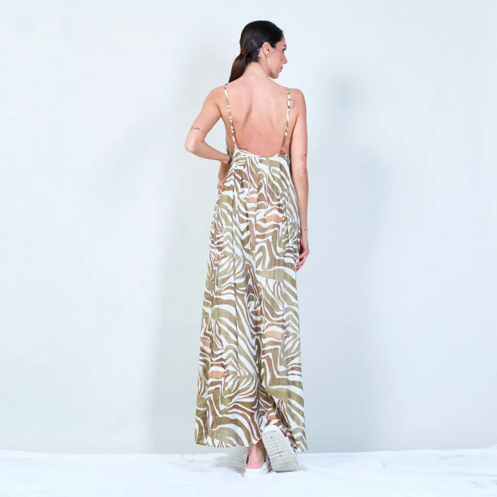 Stylish zebra print maxi dress with adjustable straps wholesale
