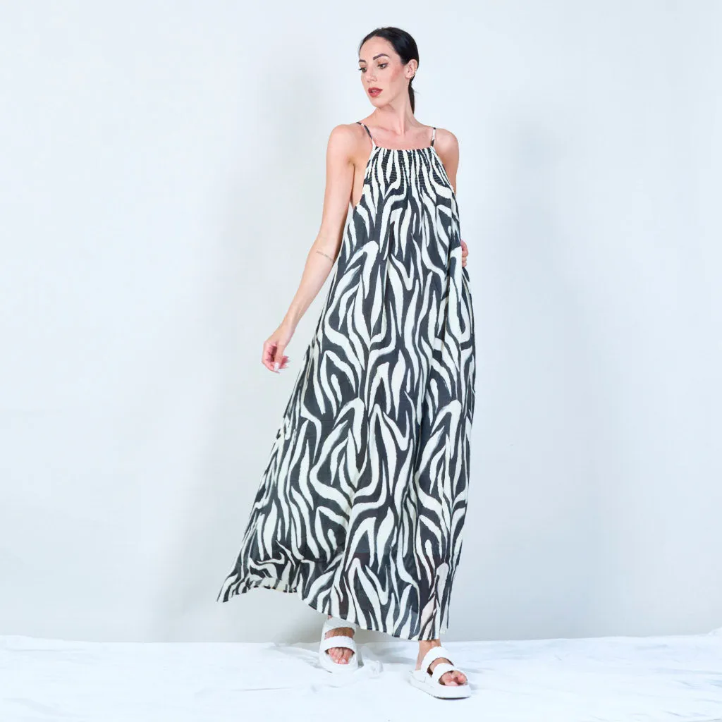 Stylish zebra print maxi dress with adjustable straps wholesale