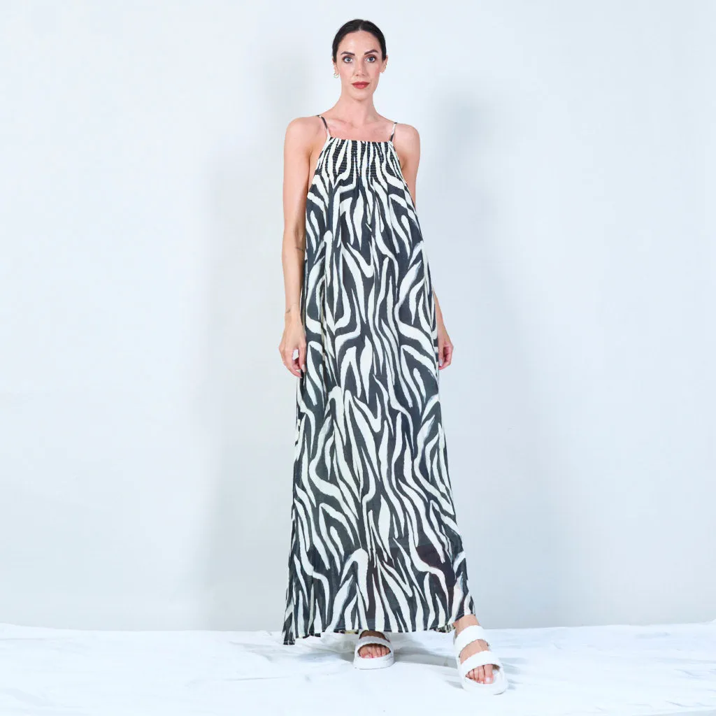 Stylish zebra print maxi dress with adjustable straps wholesale