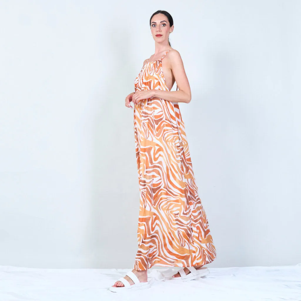 Stylish zebra print maxi dress with adjustable straps wholesale
