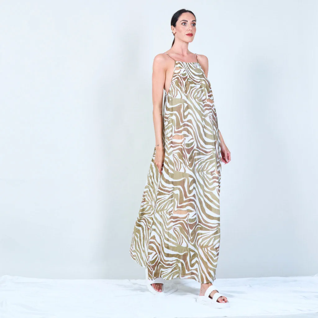 Stylish zebra print maxi dress with adjustable straps wholesale