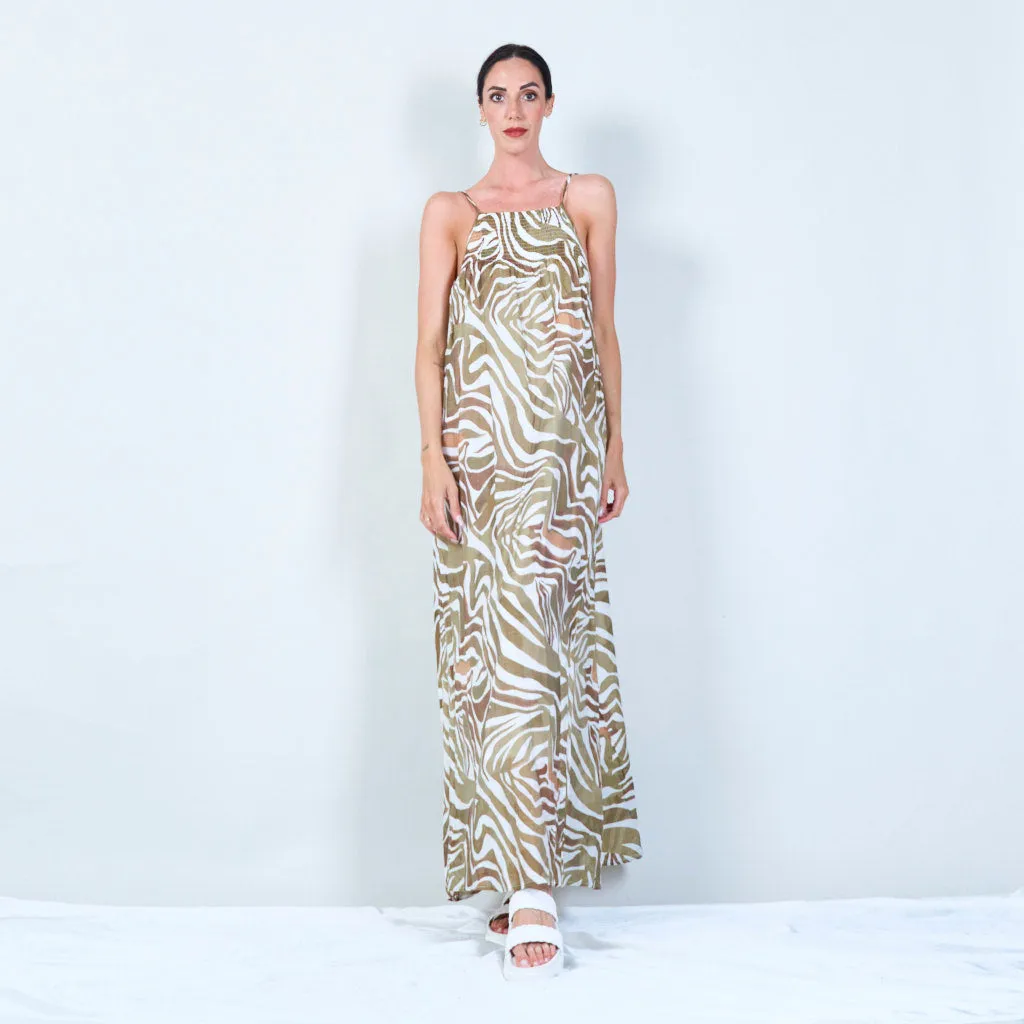 Stylish zebra print maxi dress with adjustable straps wholesale