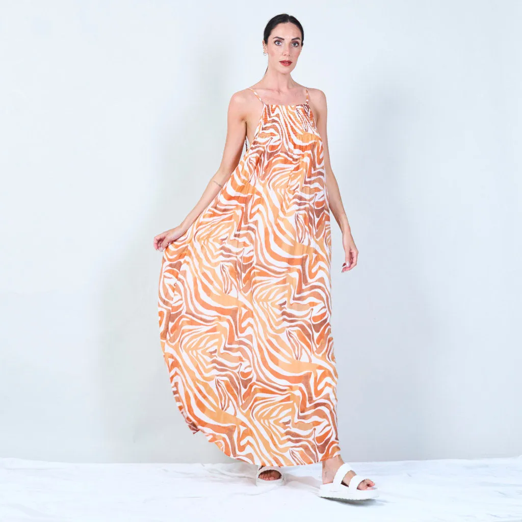 Stylish zebra print maxi dress with adjustable straps wholesale