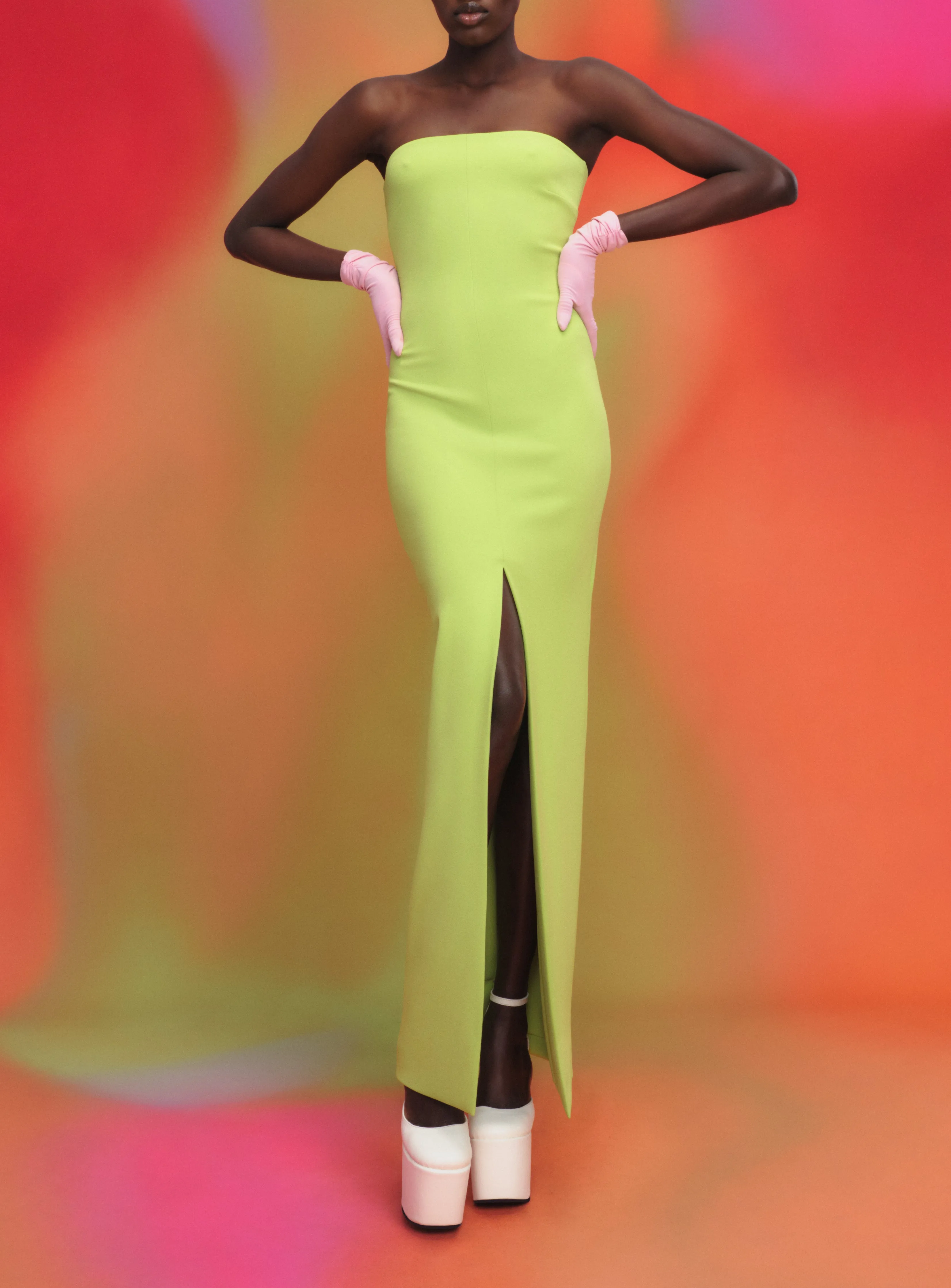 The Bysha Maxi Dress in Chartreuse